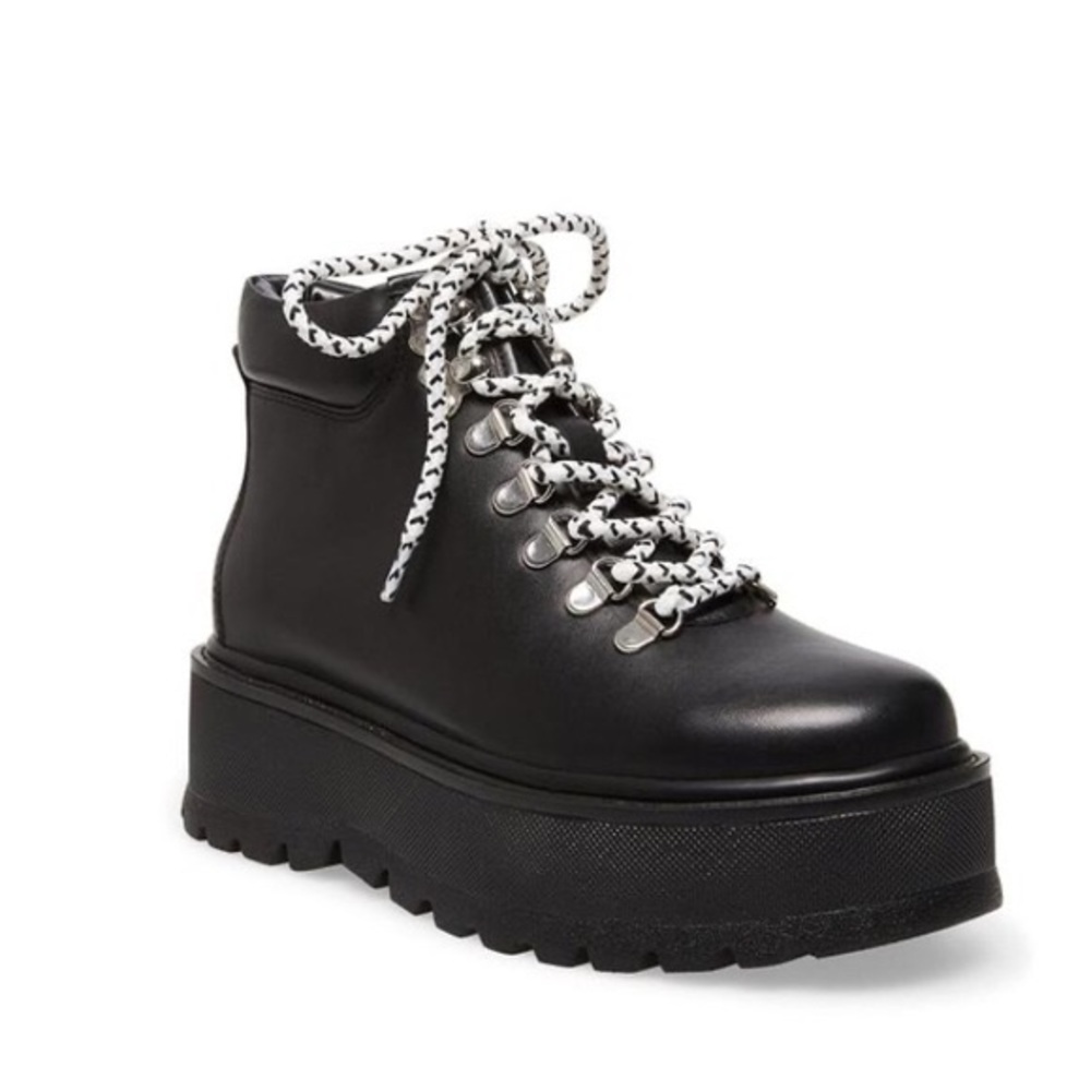 steve madden leather chunky boots